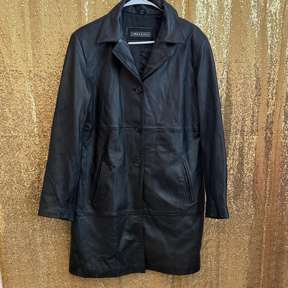 Black 100% Leather Button-Front Women’s jacket